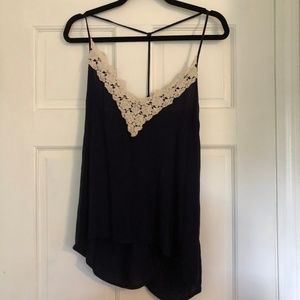 Navy Blue Strappy Racerback Tank Top Blouse